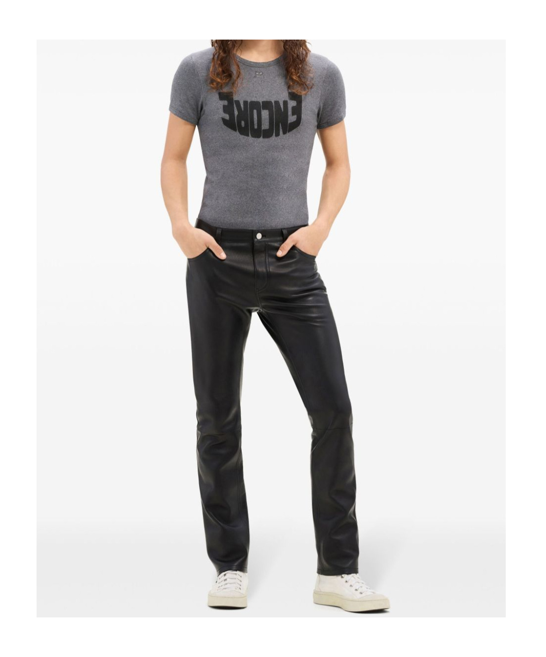 Courrèges Short Sleeves Text Print Round Neck In Gray