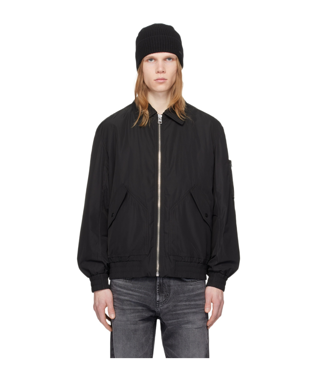 Hugo Boss Lapel Long-sleeved Casual Jacket In Black