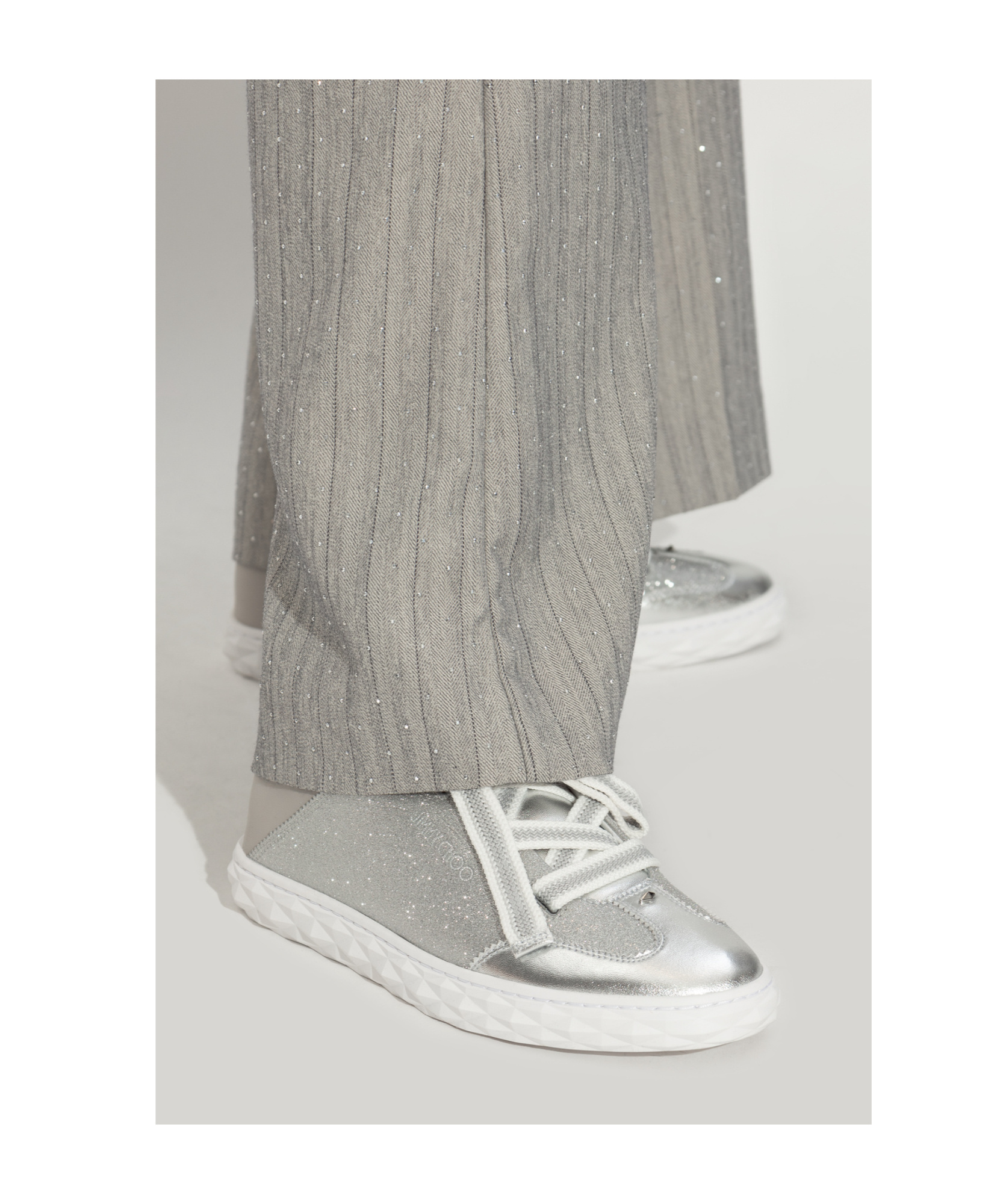 Jimmy Choo Diamond Light Flex Glittered Sneakers In Gray