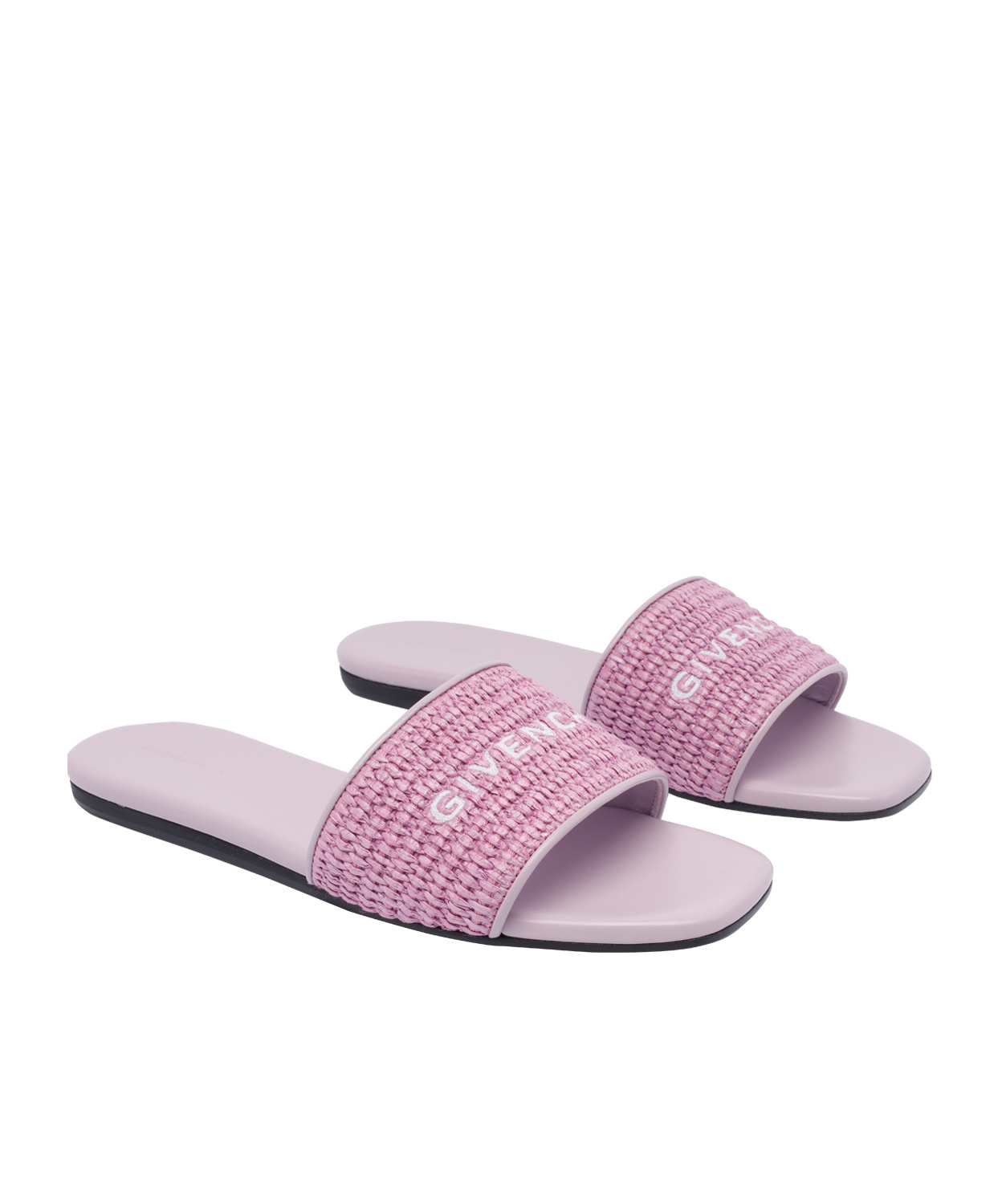 Shop Givenchy 4g Flat Mules In Raffia In Purple