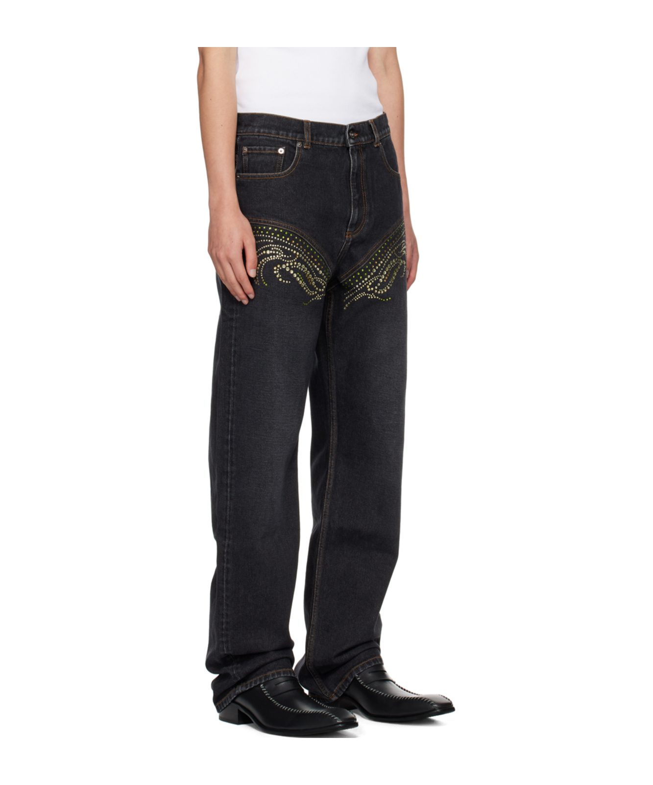 Y/project Ssense Exclusive Black Crystal Jeans In Black