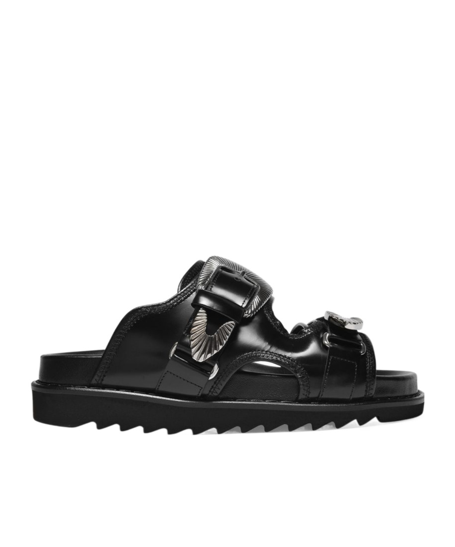 Toga Round Head And Flat Bottom Sandals In Black