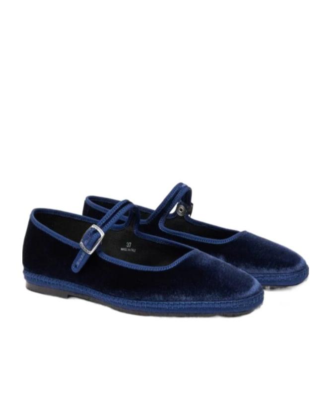 Scarosso Petra Velvet Ballerina Shoes In Blue
