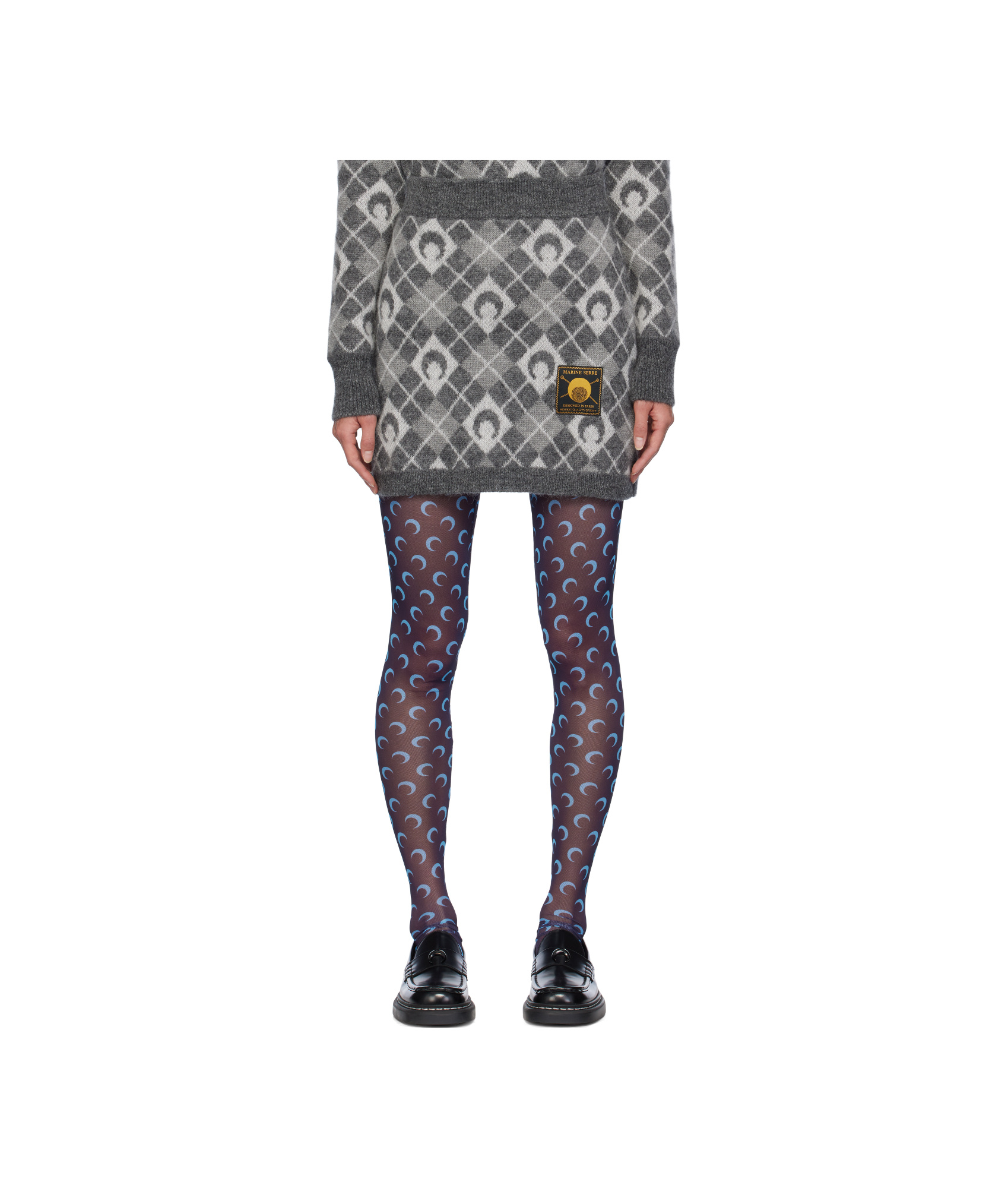 Marine Serre Elastic Waist Skirt In Gray