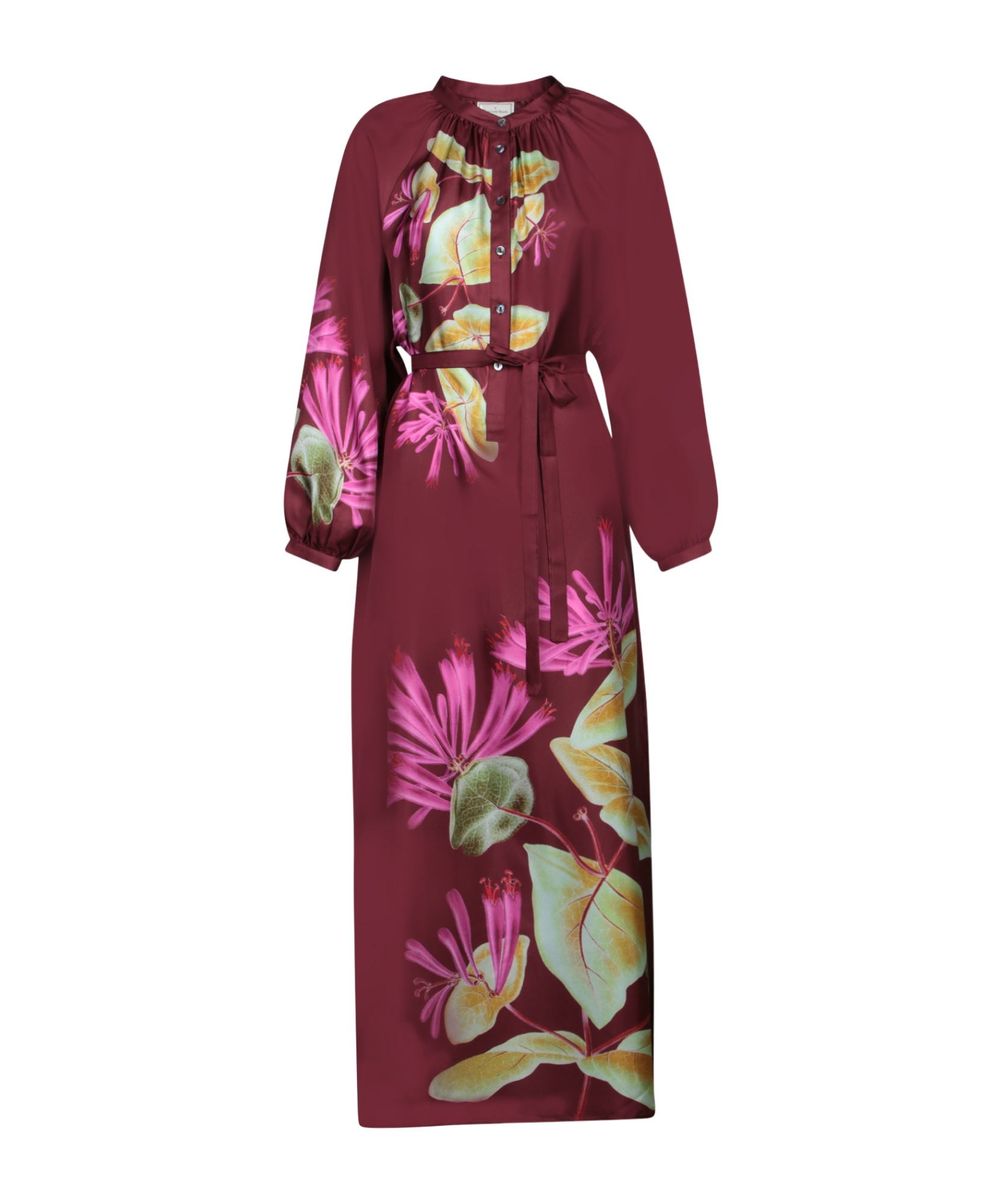 Pierre-louis Mascia Floral-print Organic Silk Maxi Shirtdress In Red