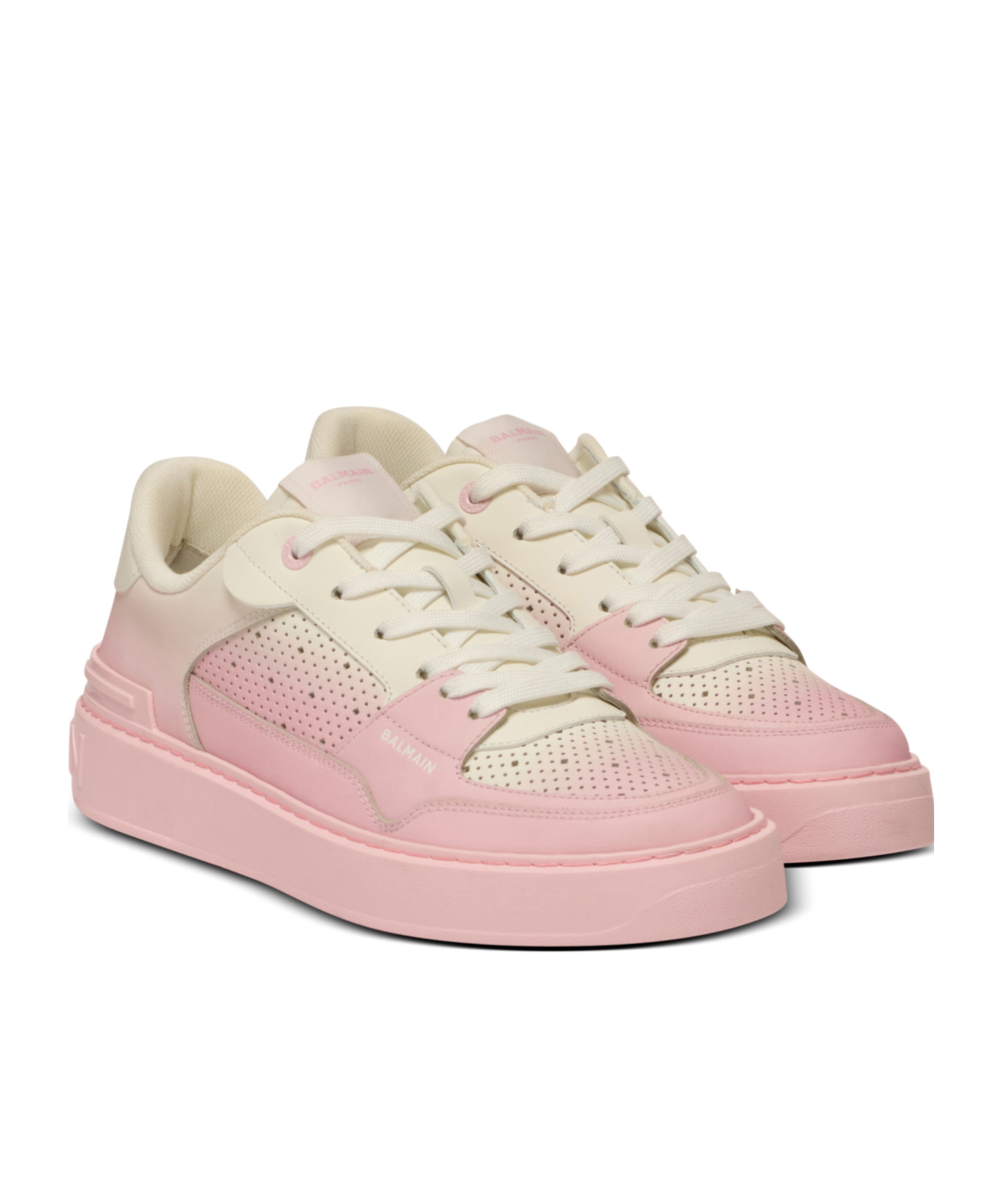 Balmain B-court Flip Leather Trainers In Pink