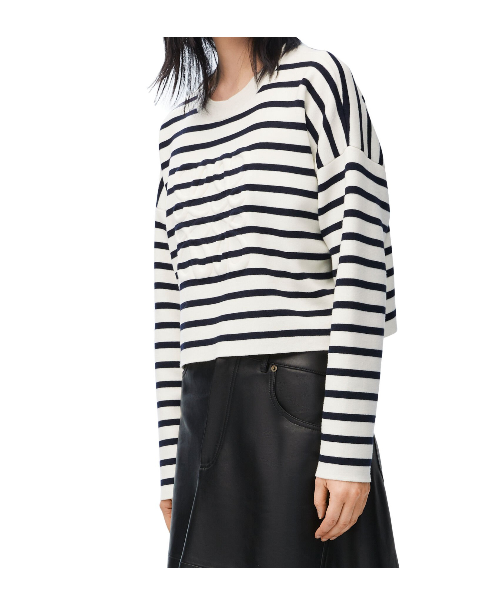 Loewe Striped Wool-blend Sweater With Anagram Detail In White