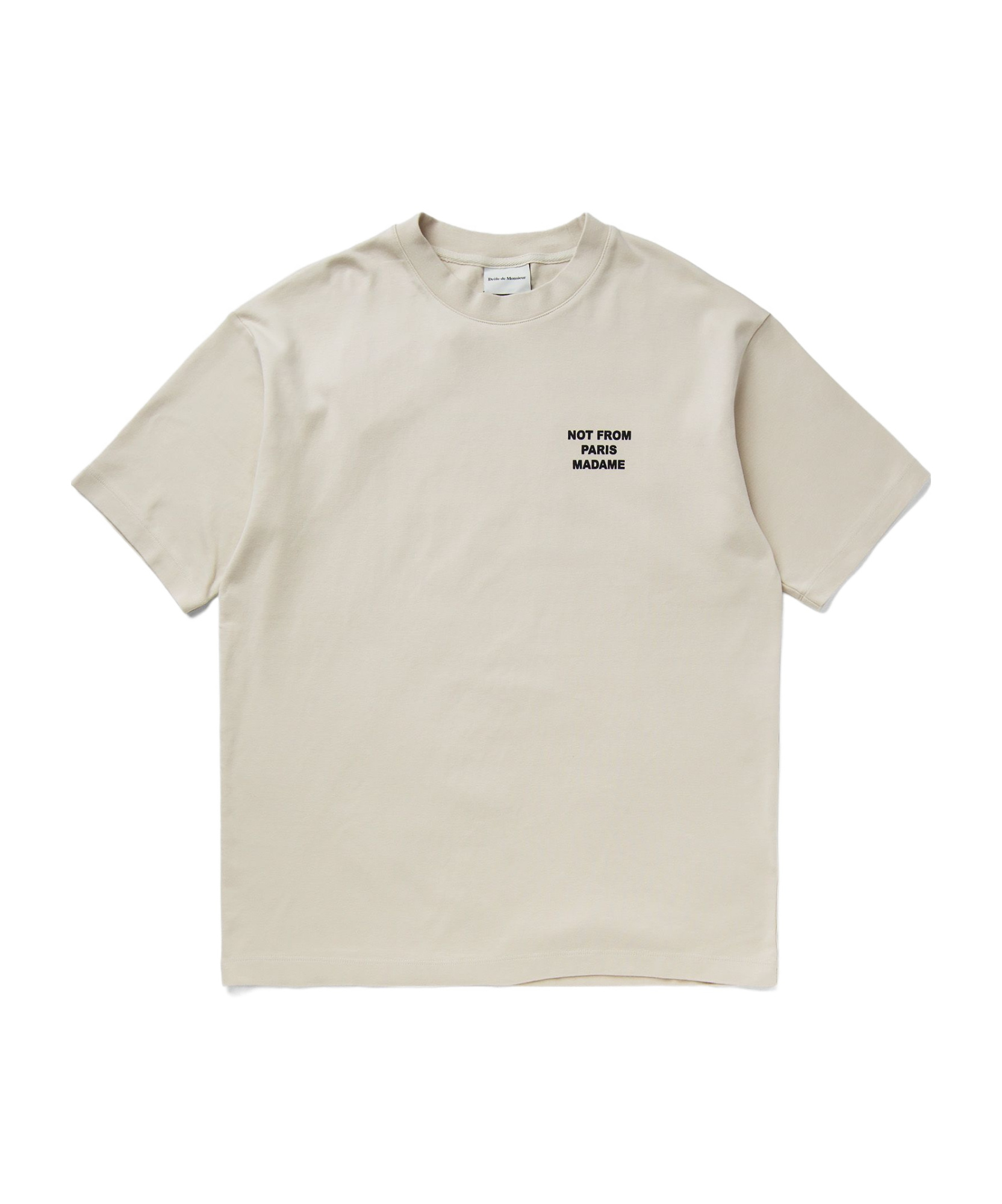 Drôle De Monsieur White Crewneck T-shirt With Slogan Print On The Front And Back In Nude