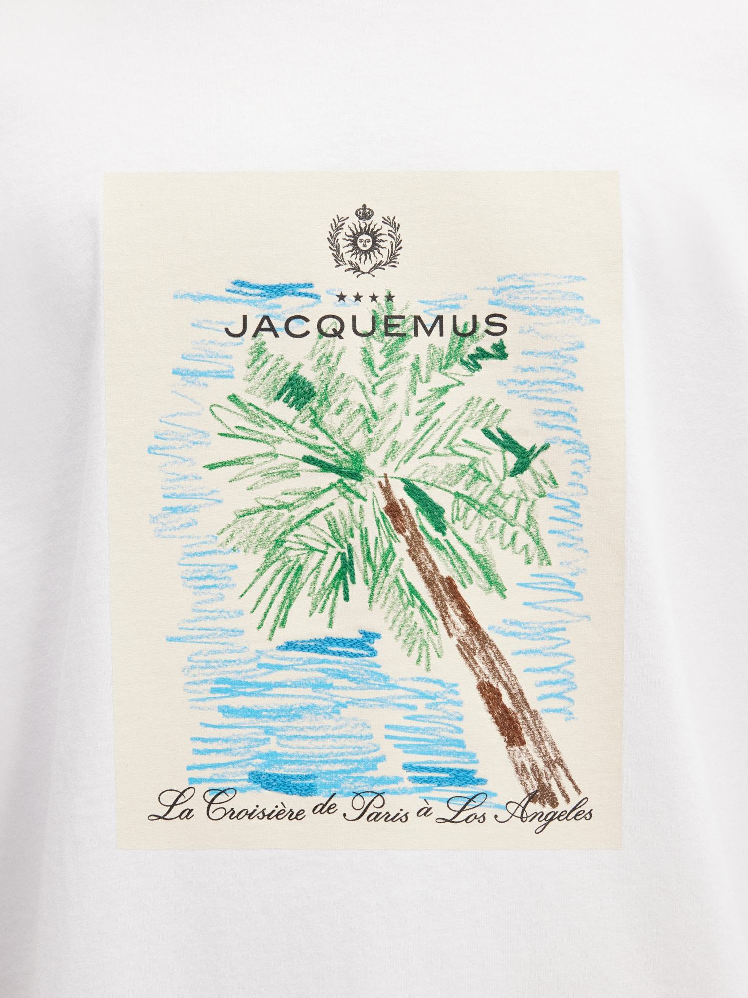 Jacquemus 'le T-shirt Marino' White Crewneck T-shirt With Maxi Print On The Front In White