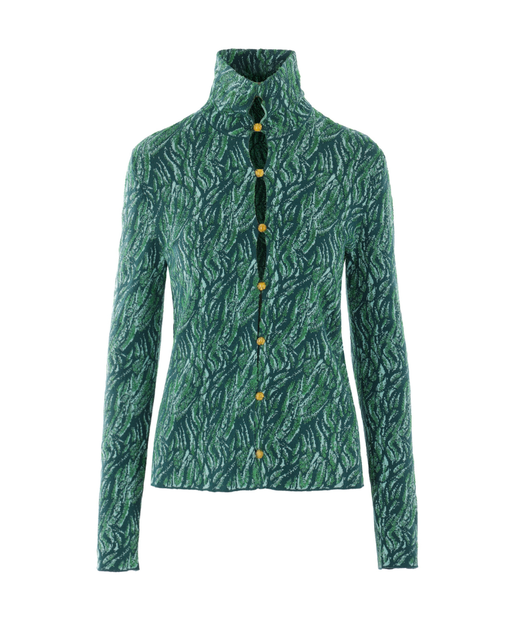Bottega Veneta Jacquard Cardigan In Green