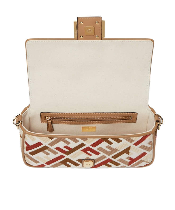 Fendi Canvas Bag With Multicolor Ff Embroidery In Multi