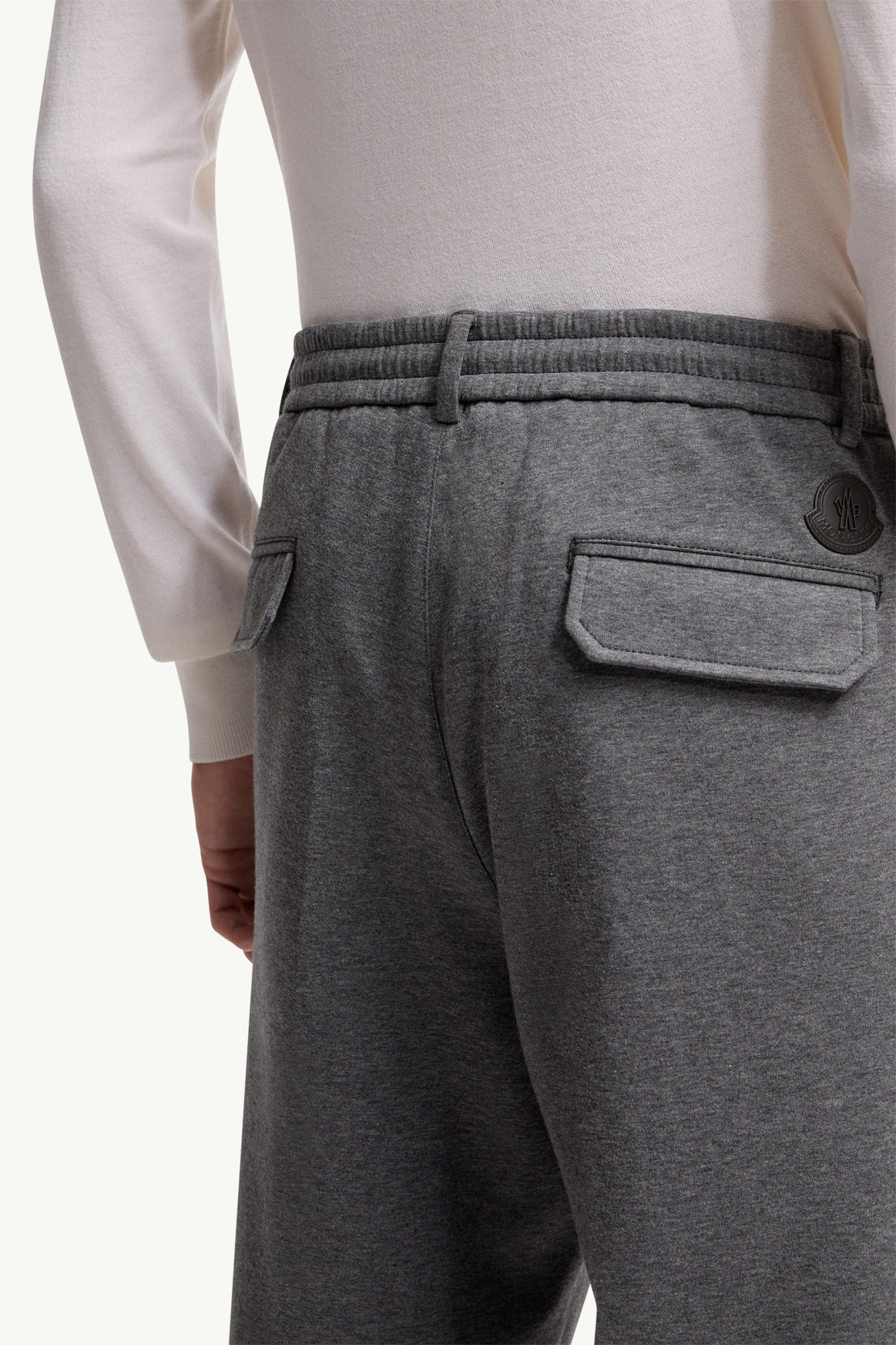 Moncler Cotton Blend Tailored Trousers In Gray