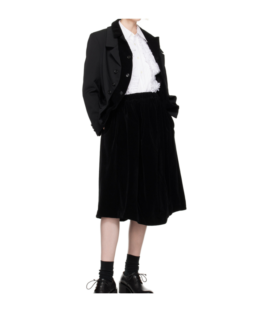 COMME DES GARÇONS RUFFLE-TRIMMED PLEATED SHIRT 