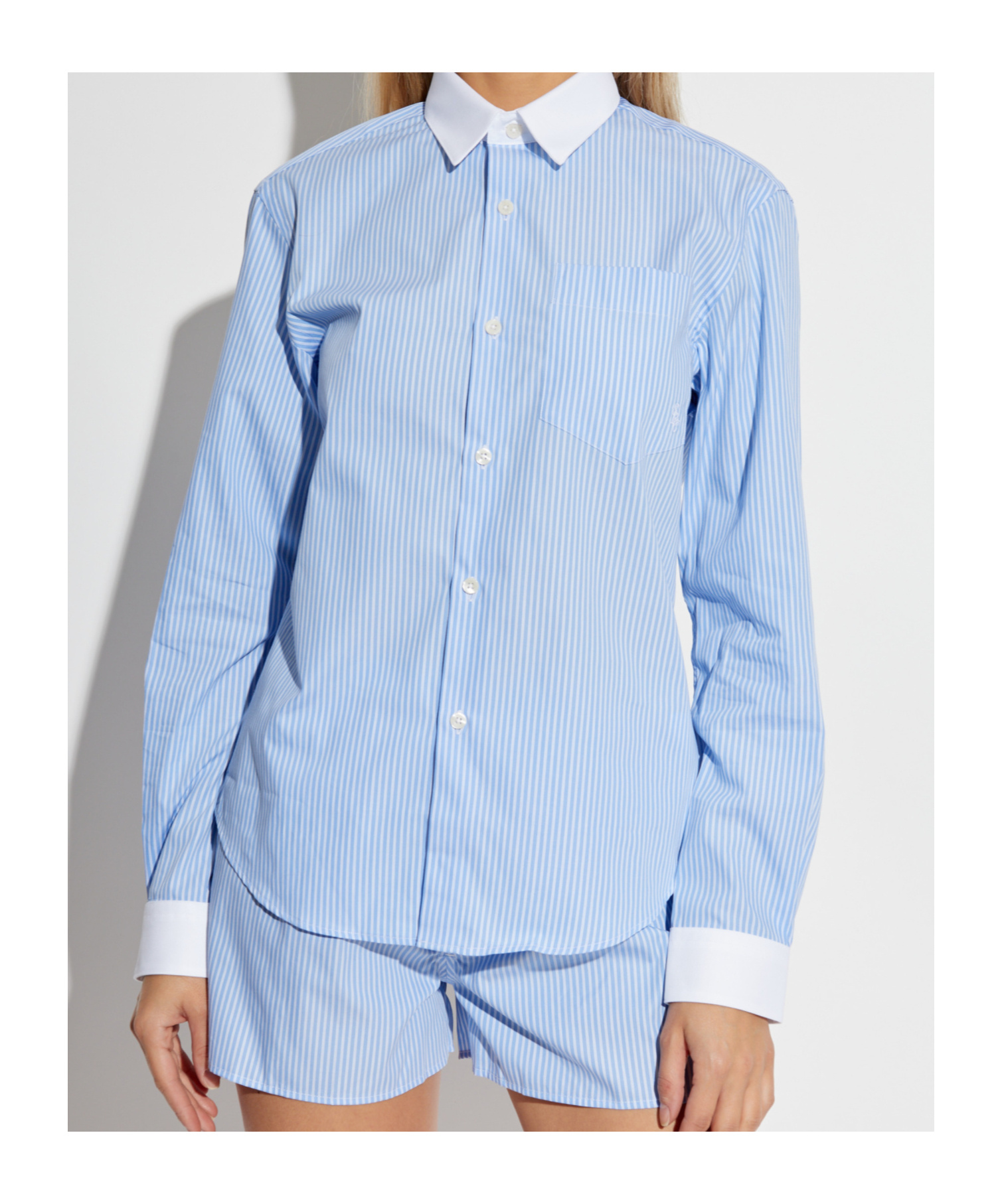 Sporty And Rich Sporty & Rich Classic Striped Button In Blue