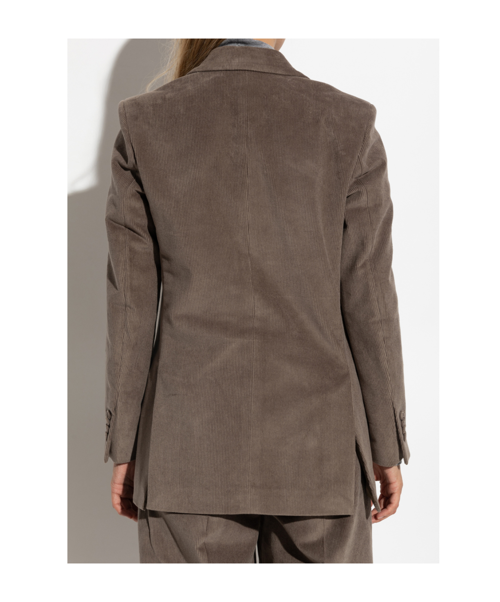 Officine Generale Double-breasted Corduroy Jacket In Brown