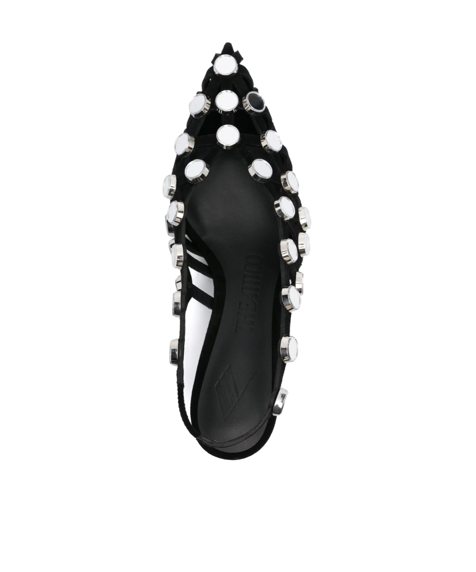 Attico Grid Slingback Embellished Kitten Heel Pumps In Black