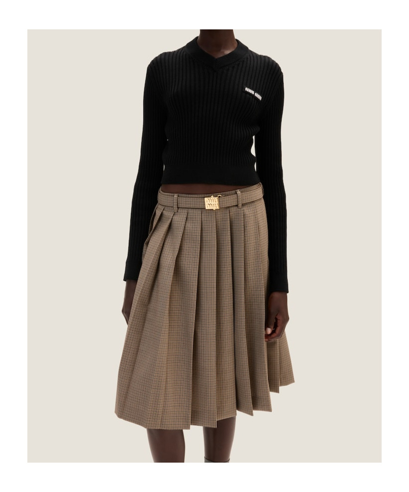 Miu Miu Logo-patch Top In Black