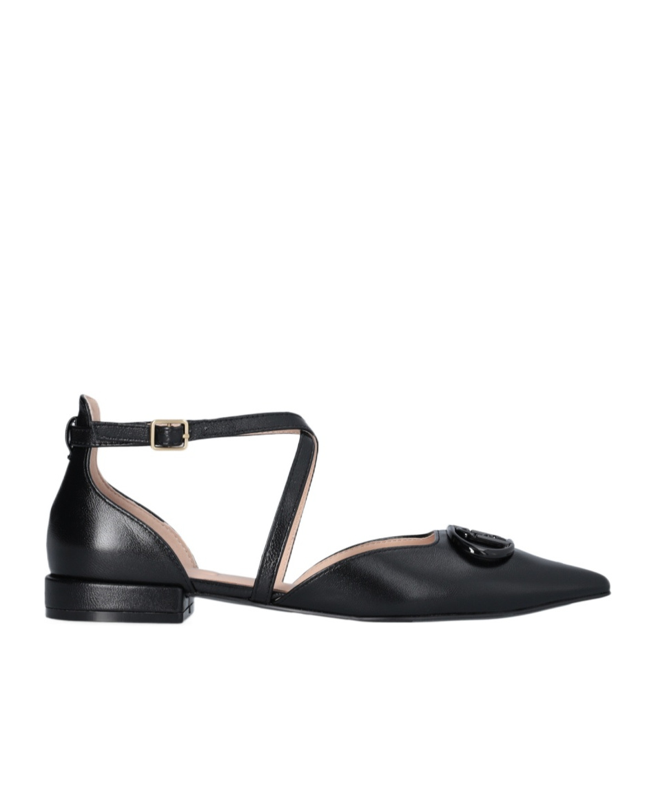 Liu •jo Black Ballet Flats With Maxi-logo In Black