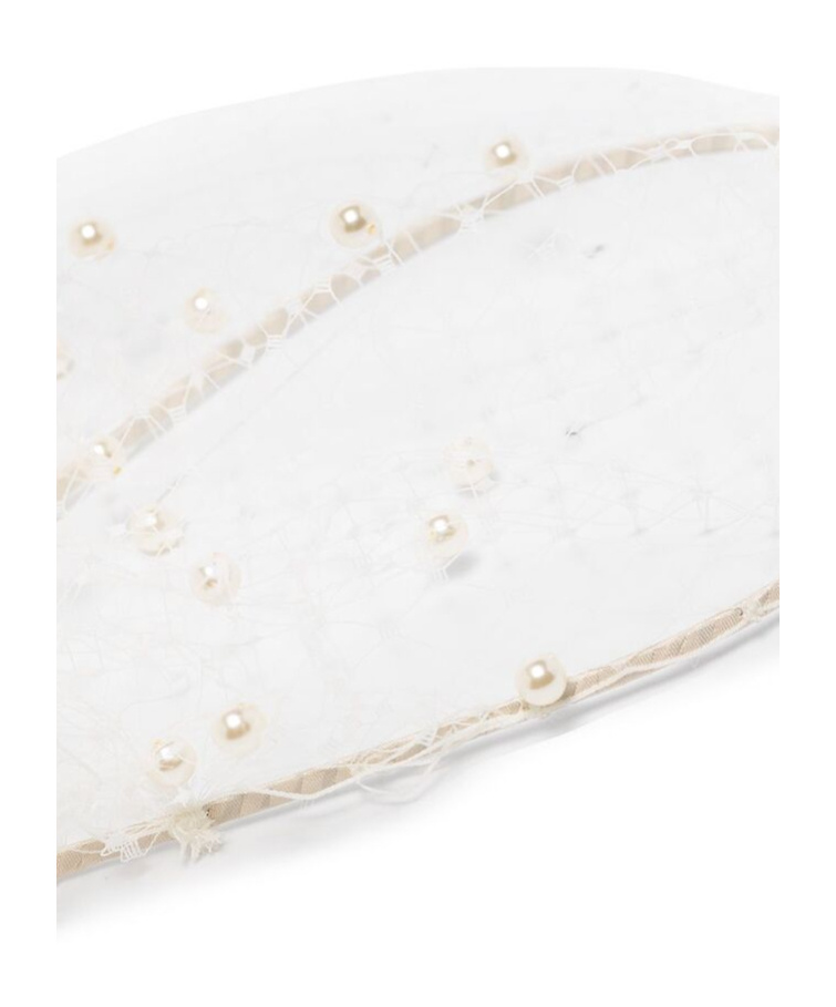 Jennifer Behr Violette Pearl-embellished Veil Headband In Cream