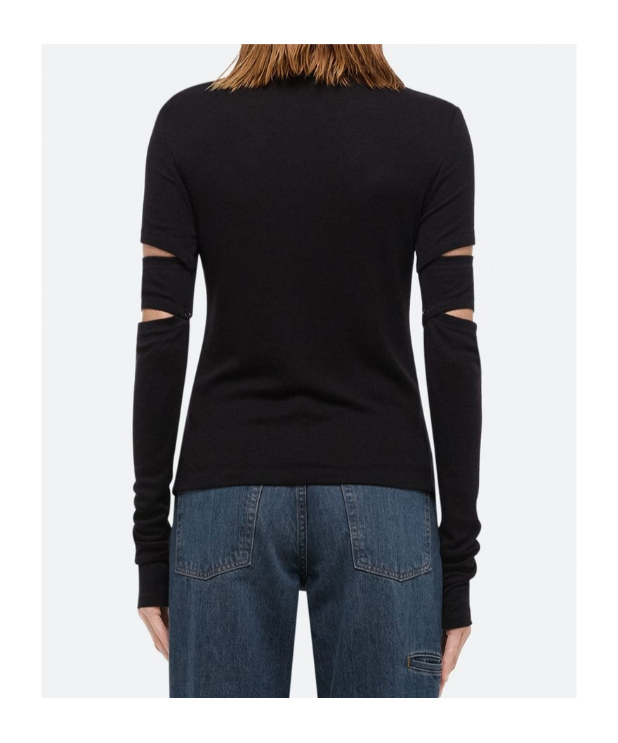 Helmut Lang Long Sleeve T-shirt With Slit In Black