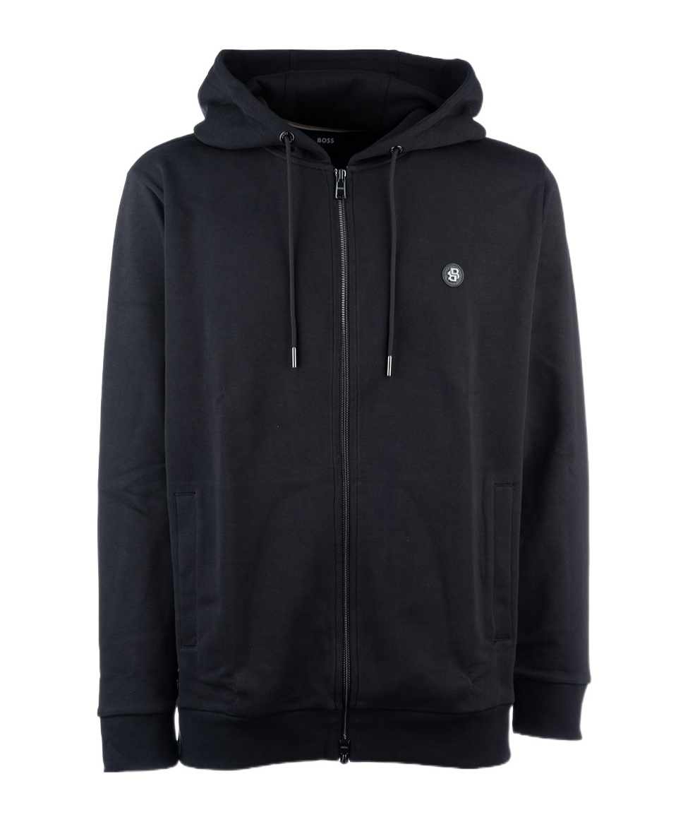 Hugo Boss Logo-detail Zip-up Hoodie In Black