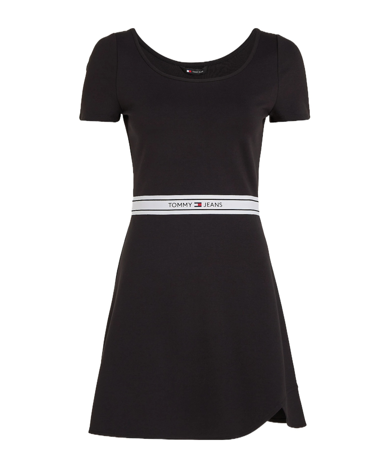 Tommy Hilfiger Short Sleeve Scoop Neck Mini Dress In Black