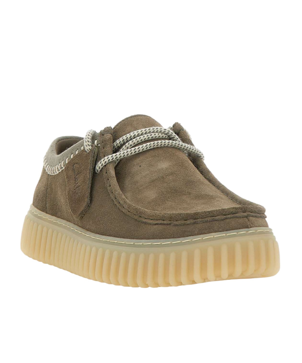 Clarks Lace-up Flat Casual Shoes In Olive