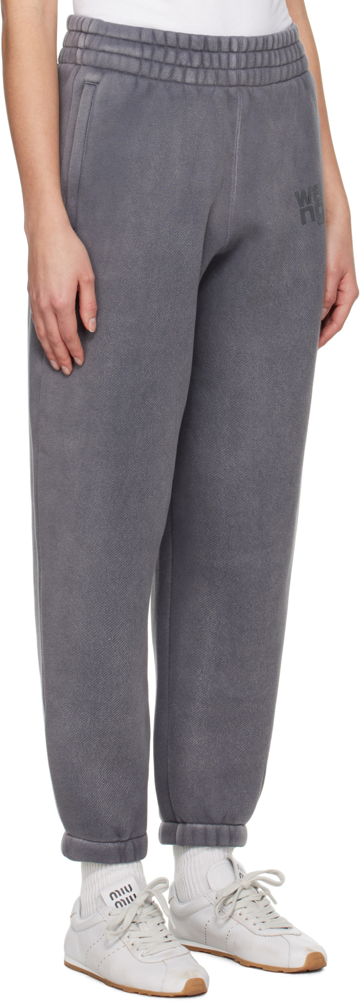 Alexander Wang T T By Alexander Wang Jogger Terry Trousers In Gray