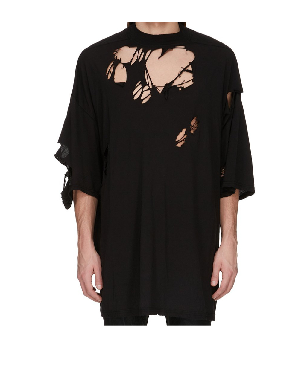 Rick Owens Drkshdw T-shirt With Holes In Black