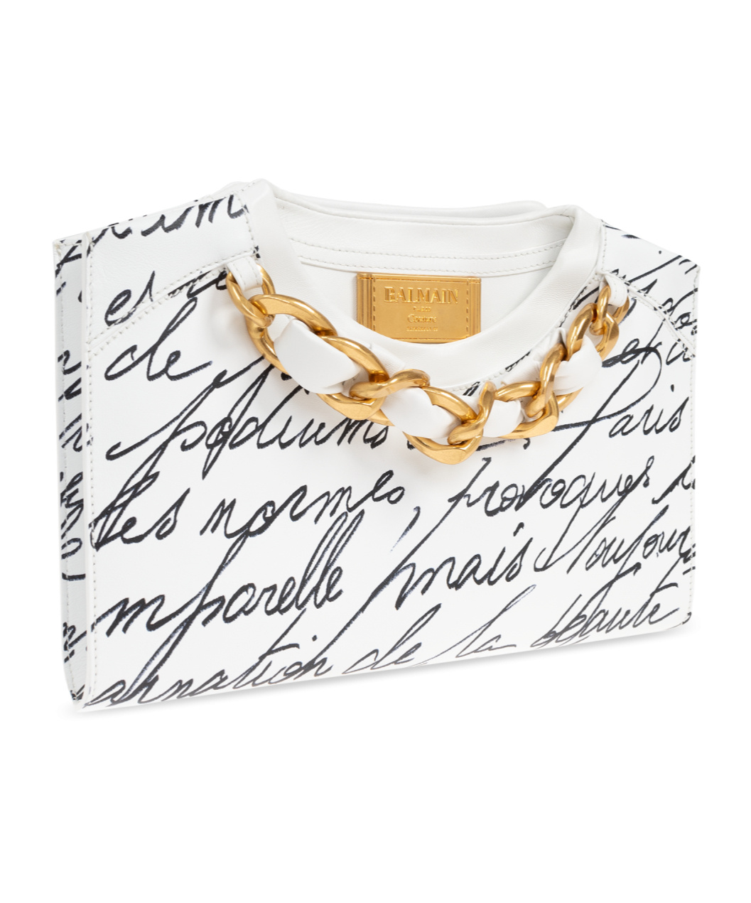 Balmain Pattern Clutch In White