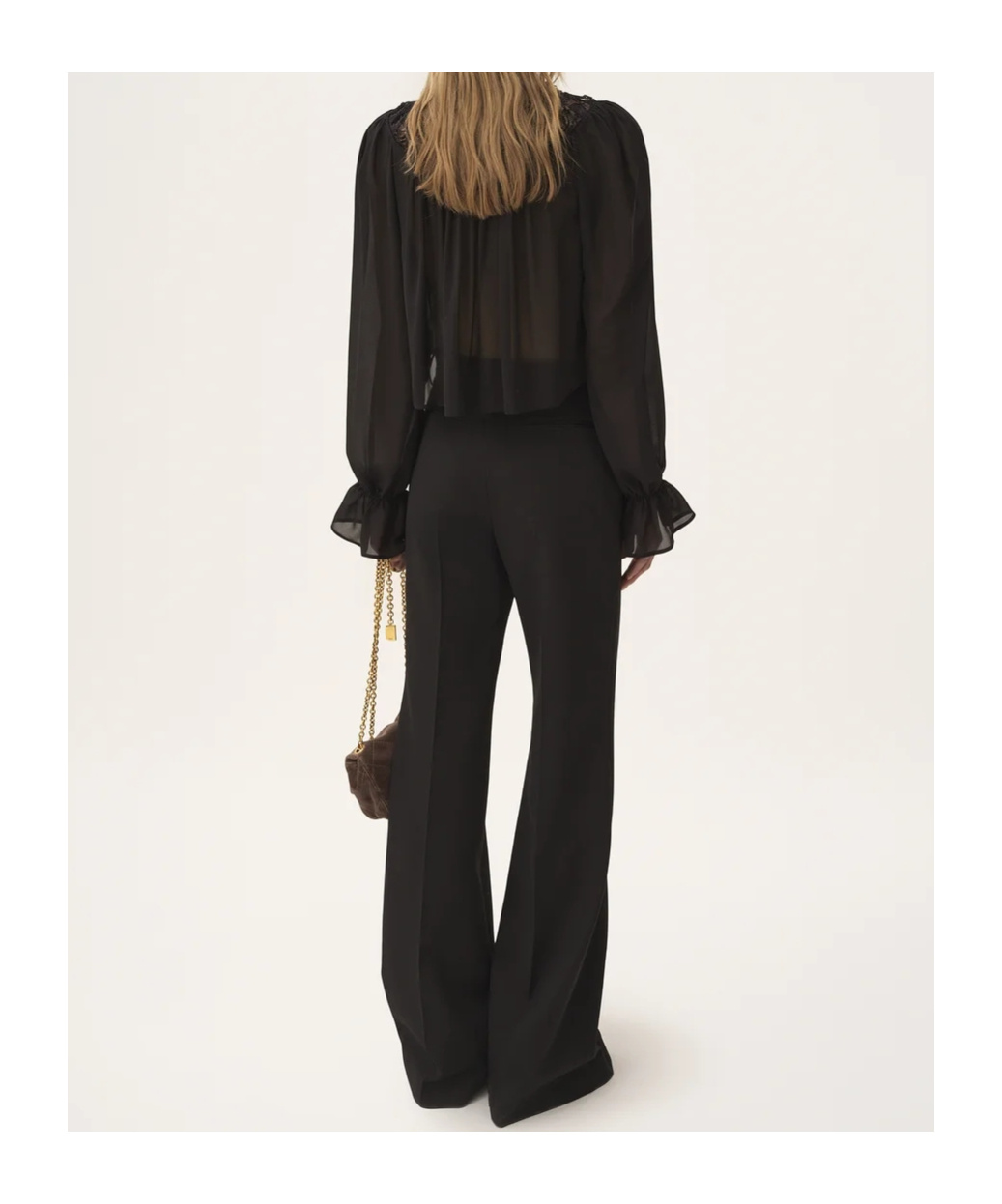 Chloé Striped Silk Satin Mousseline Shirt In Black