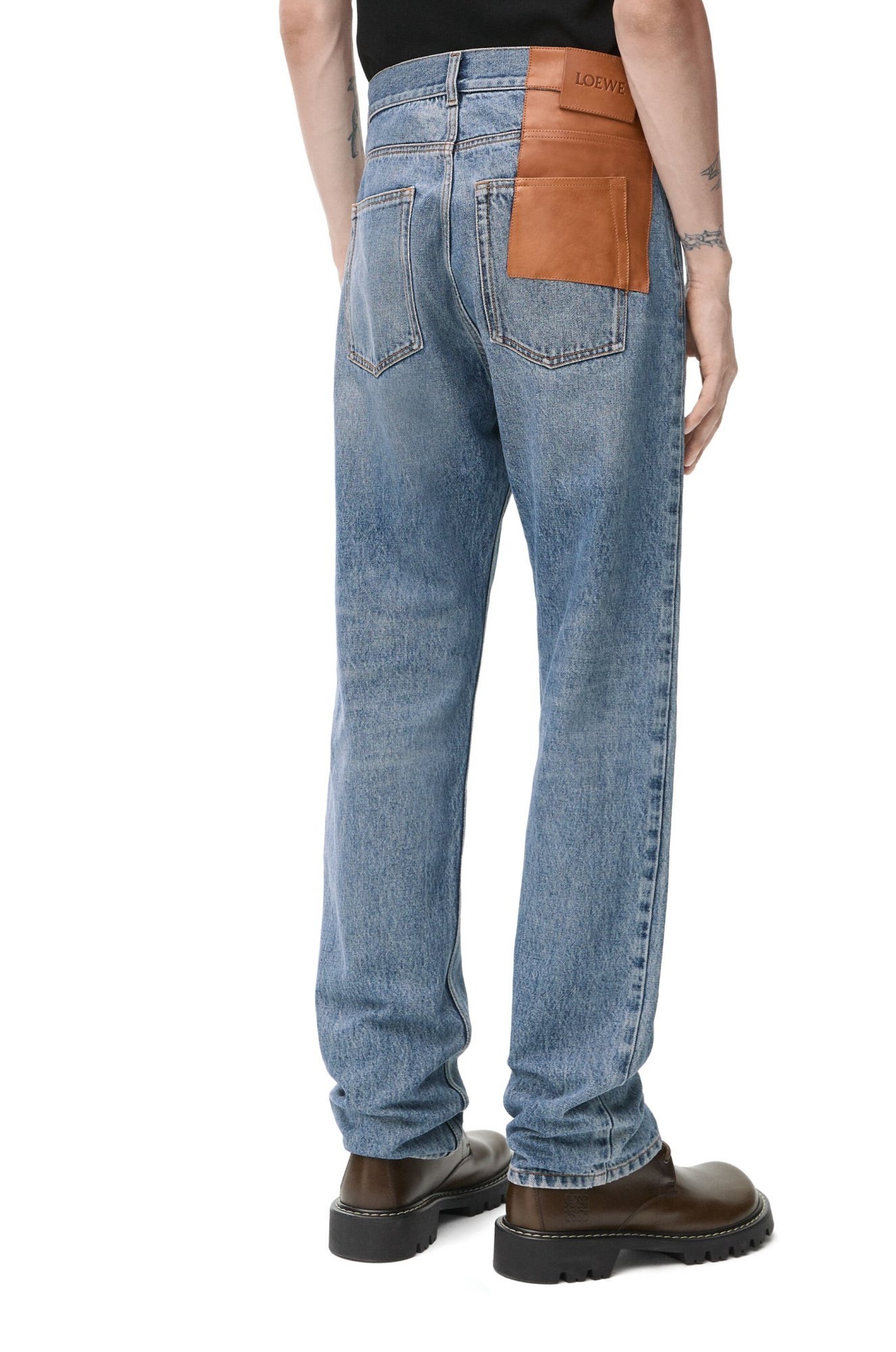 Loewe Logo-patch Straight Jeans In Blue