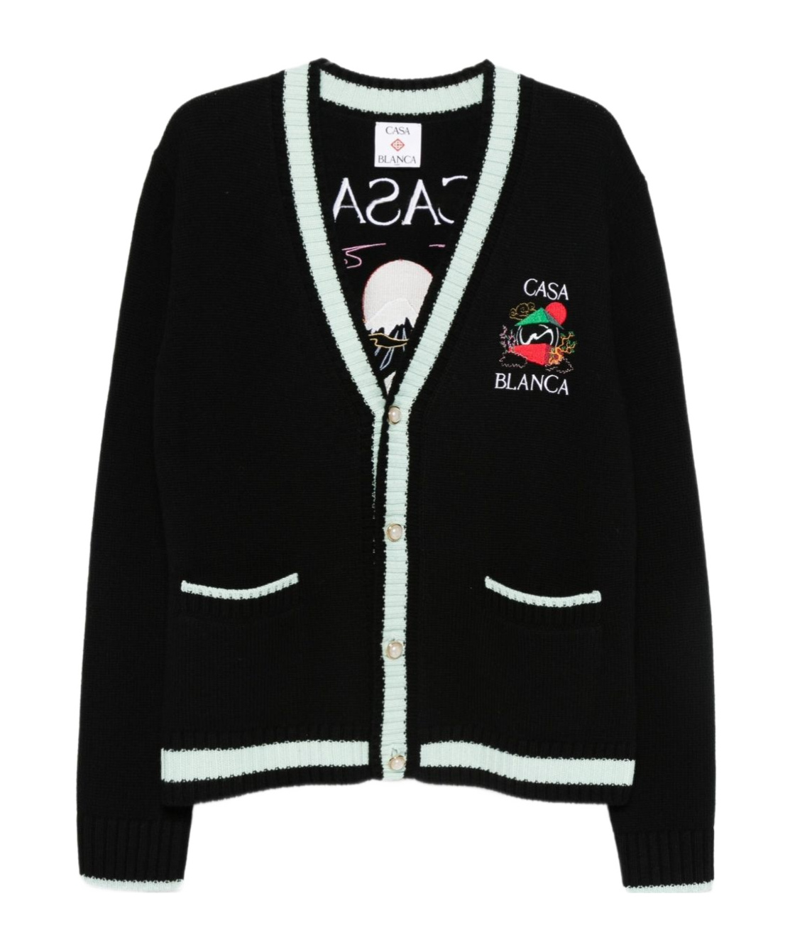 Casablanca Logo Embroidered Cardigan In Black