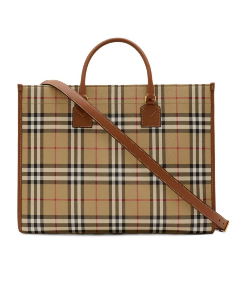 Burberry Printed Cotton Medium Freya Shopping Bag In Brown
