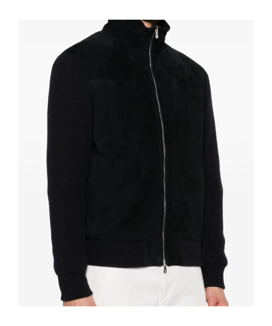 Brunello Cucinelli Suede Bomber Jacket In Black