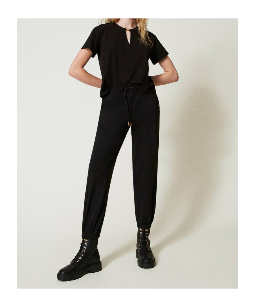 Shop Twinset Satin-trim Track Pants In Black