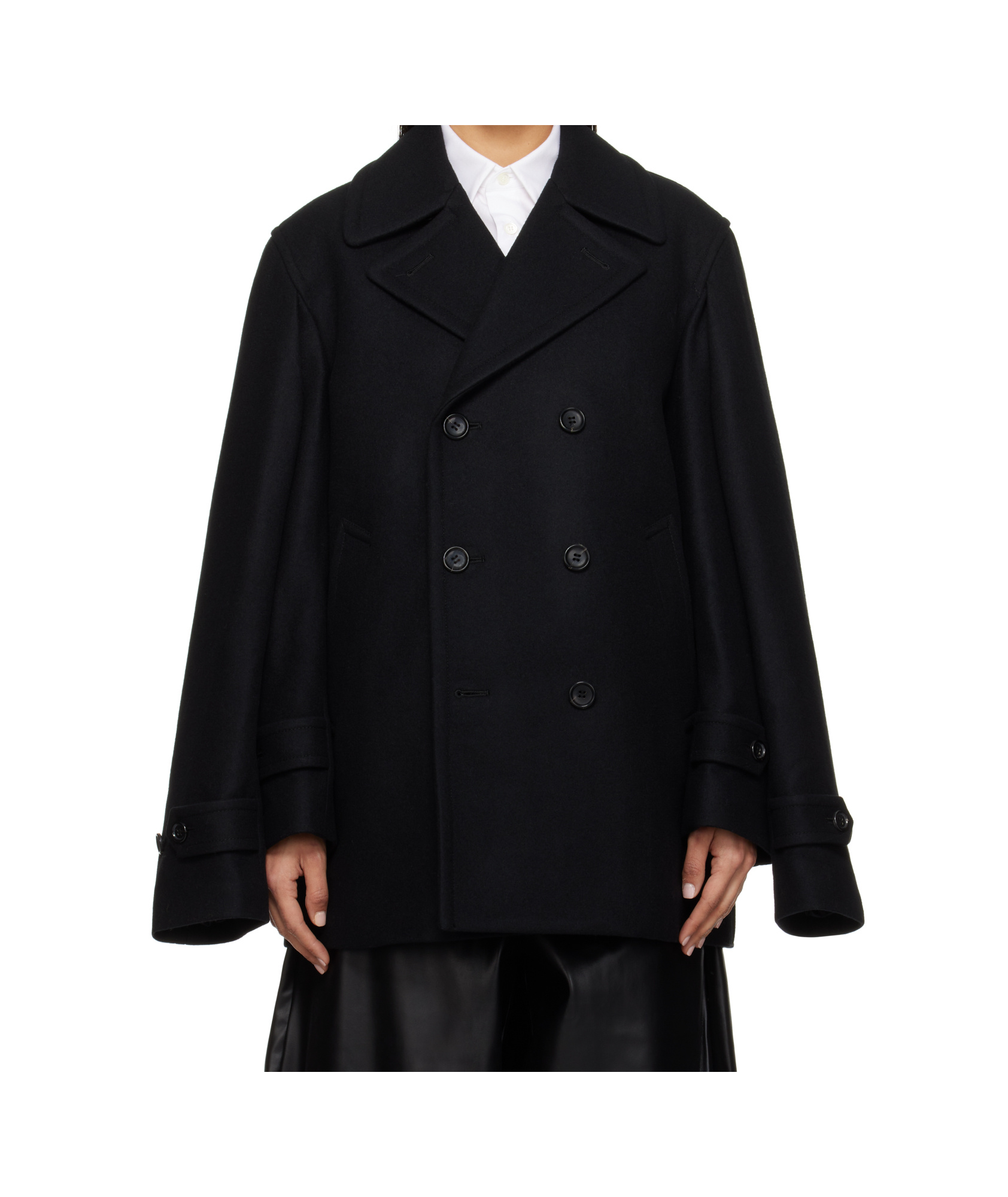 COMME DES GARÇONS BLACK WOOL SHORT BEAVER JACKET