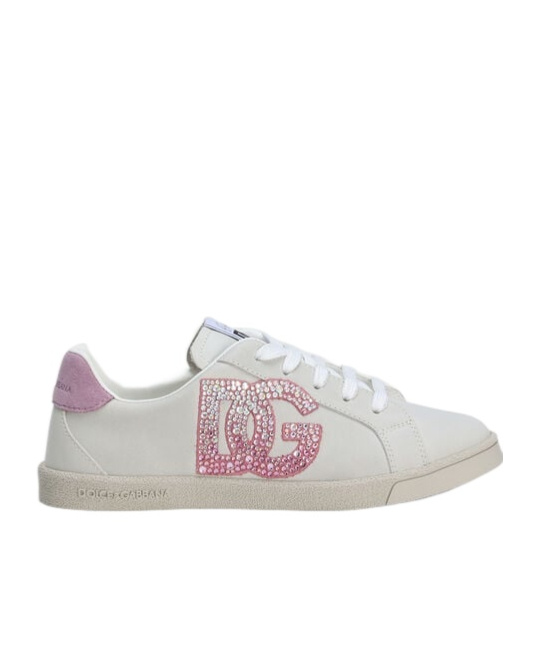 Dolce & Gabbana Mesh And Split Leather Dg Running Sneakers In White
