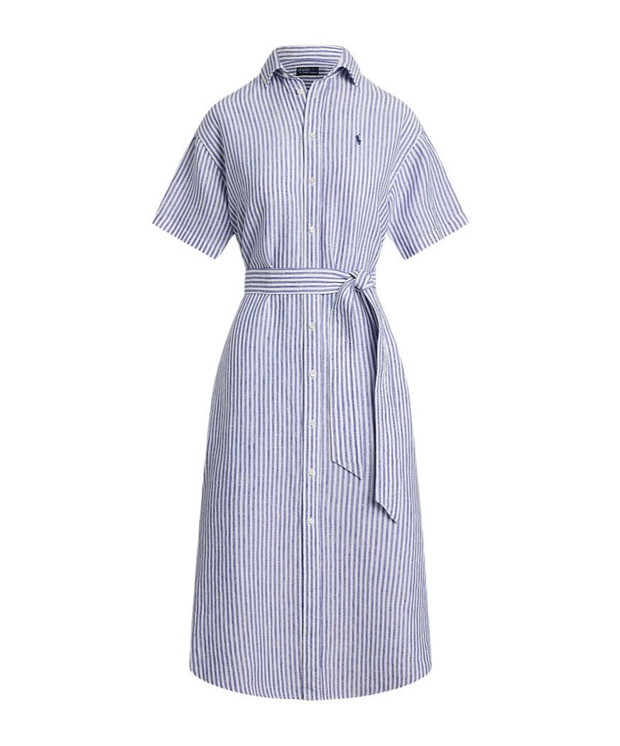 Shop Polo Ralph Lauren Linen Short Sleeve Dress