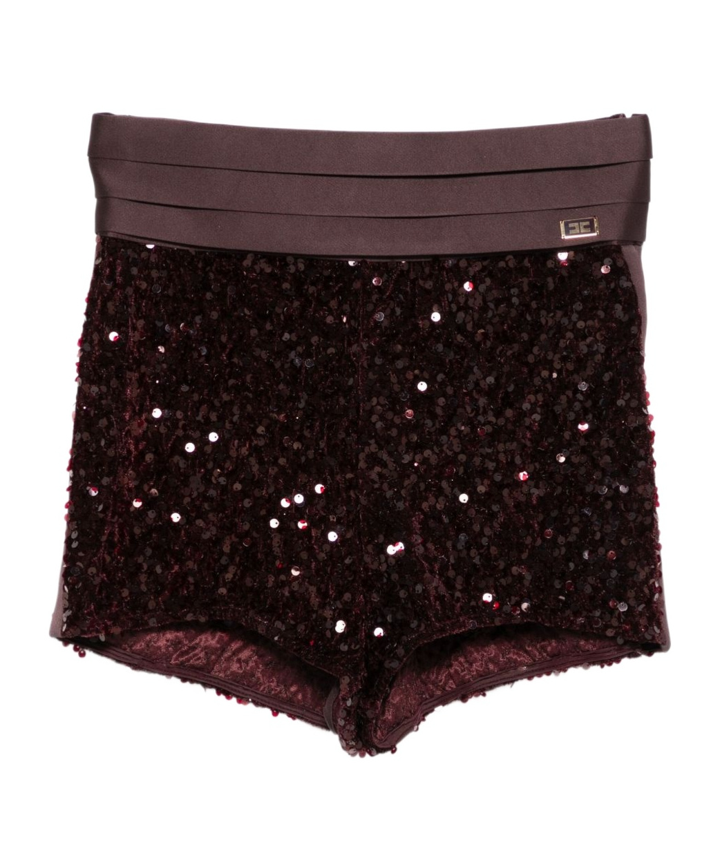 Elisabetta Franchi Sequin Embellished Shorts In Burgundy