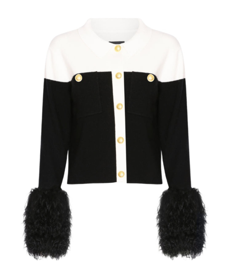 Izaak Azanei Long-sleeved Wool Cardigan In Black