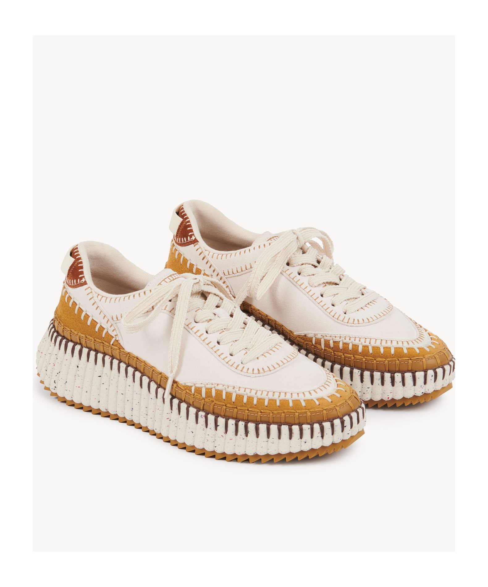 Chloé Chloe Nama Panelled Suede Sneakers In White
