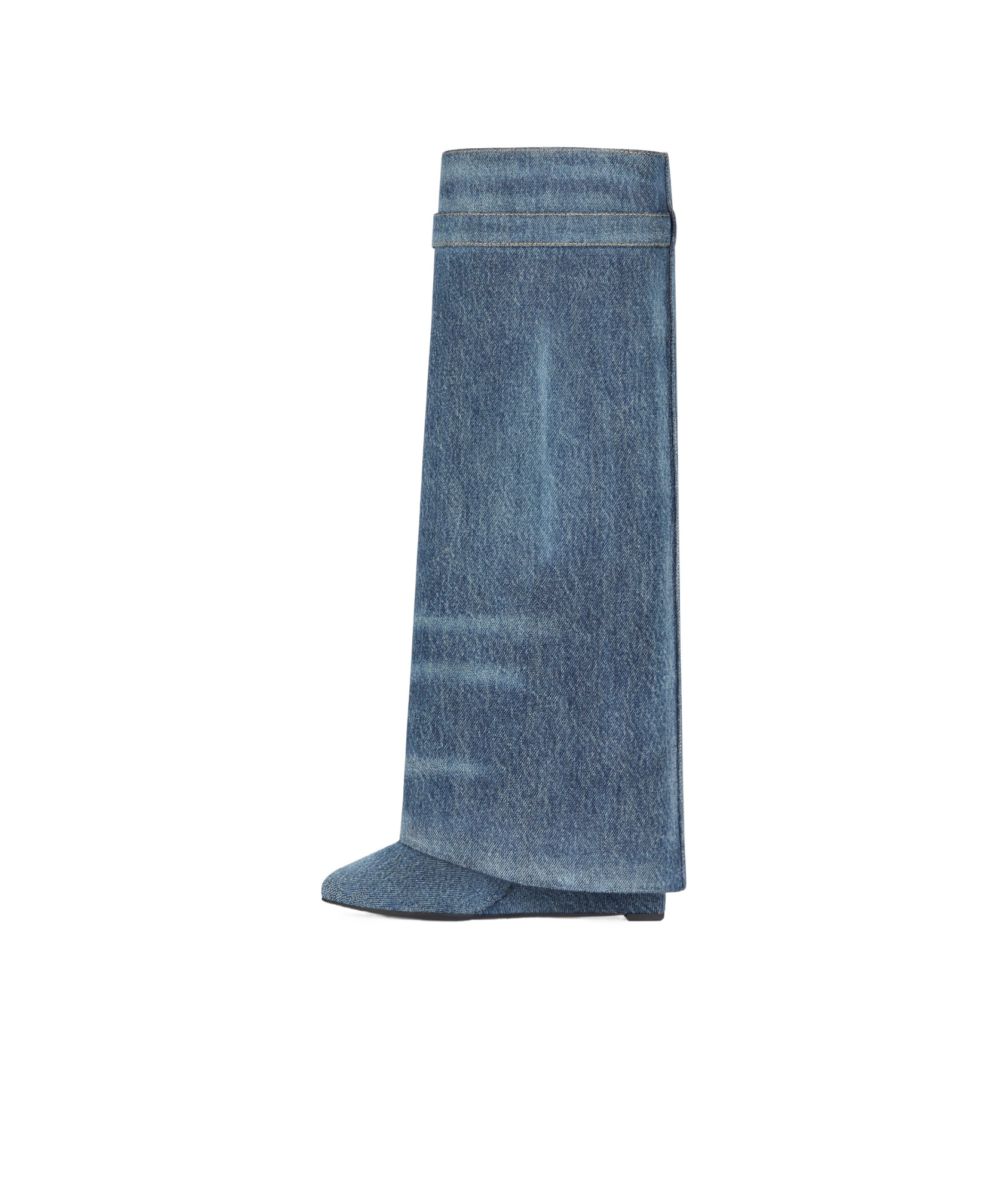 Shop Givenchy Shark Lock Boots In Washed Denim In Dark Blue