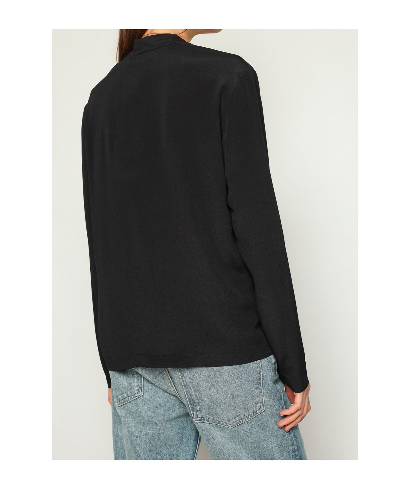 N°21 Pussy-bow Twill Blouse In Black