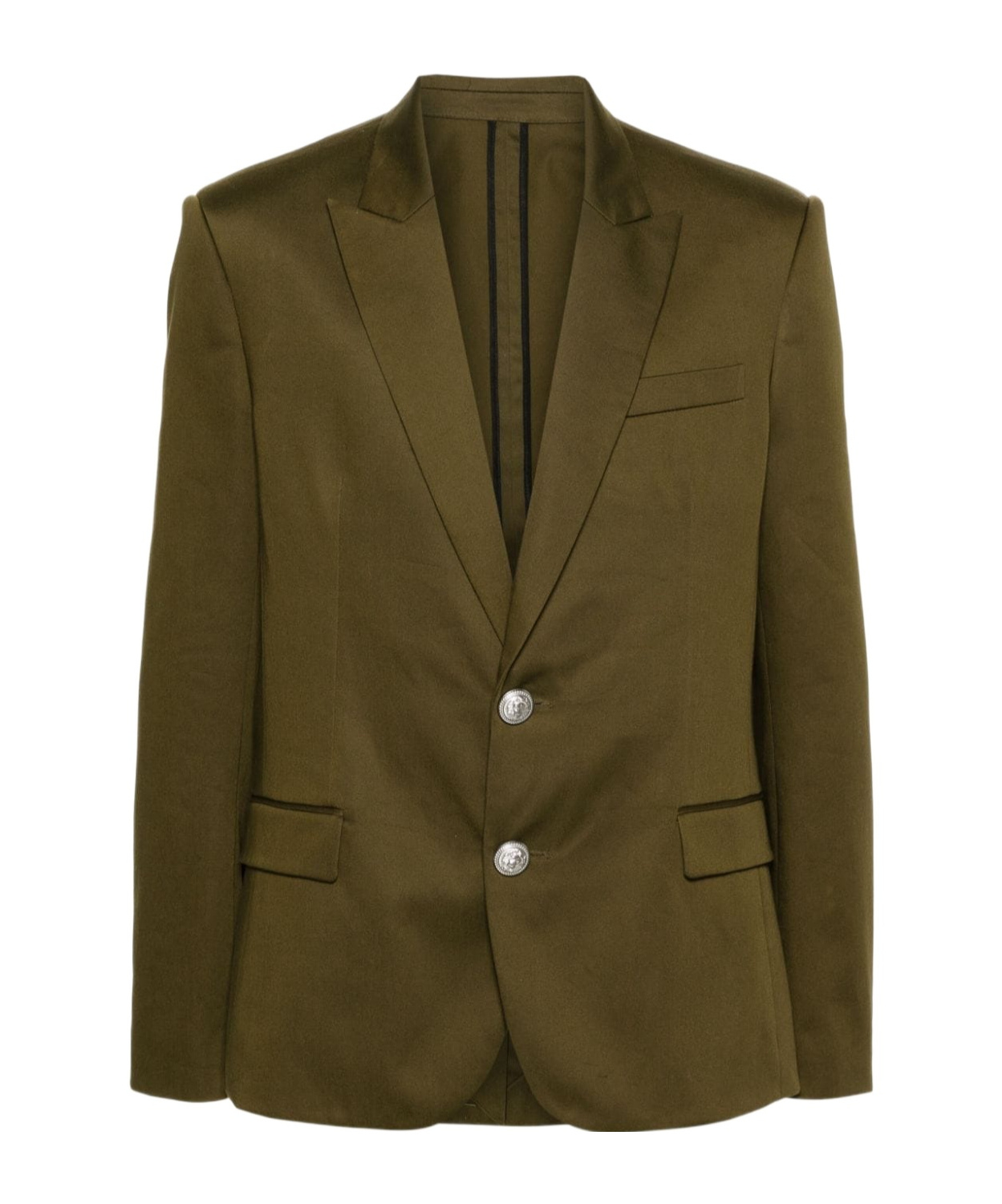 Shop Balmain Cotton Single-breasted Blazer In Brown