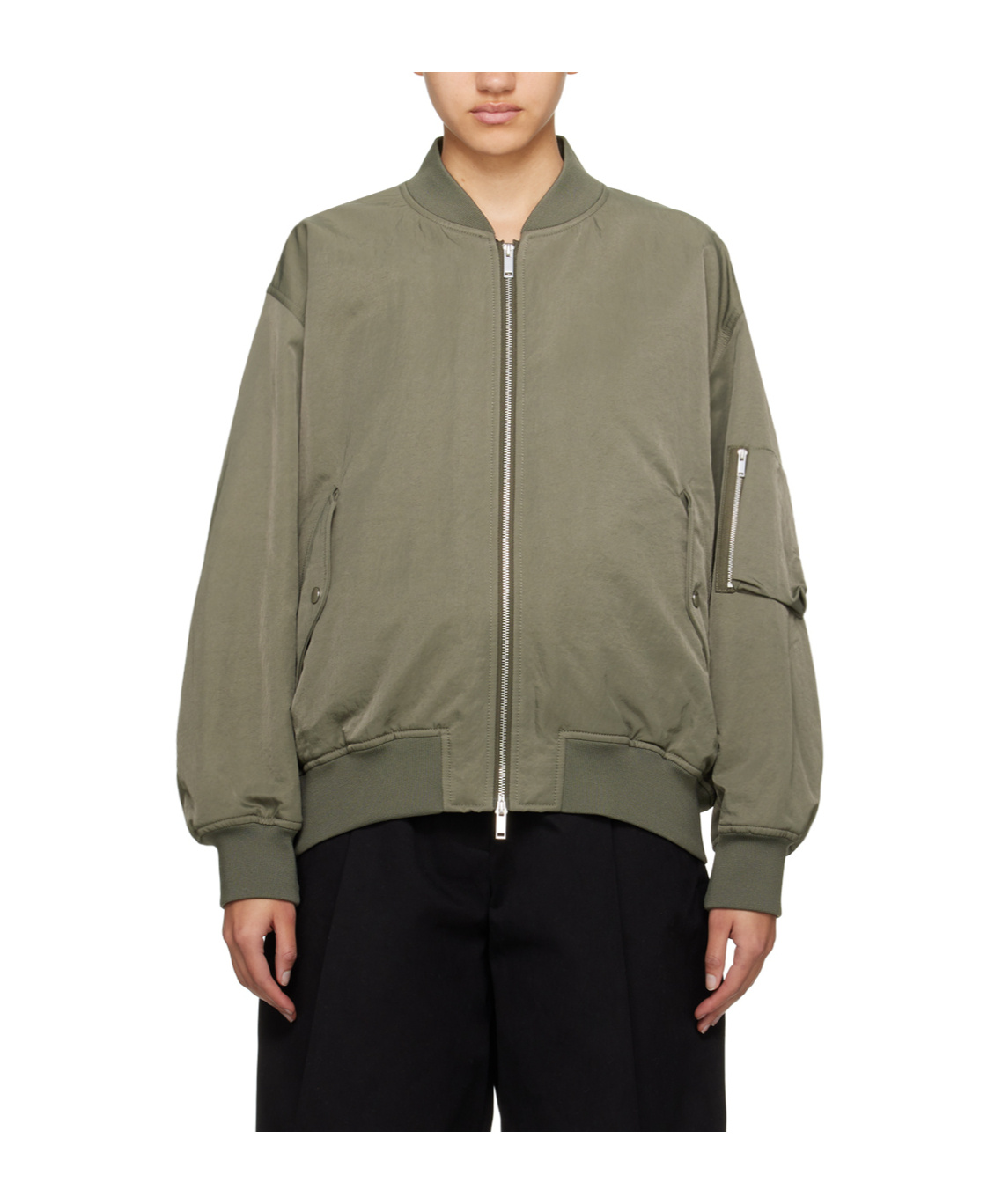 Studio Nicholson Kora Crinkled Bomber Jacket In Gray