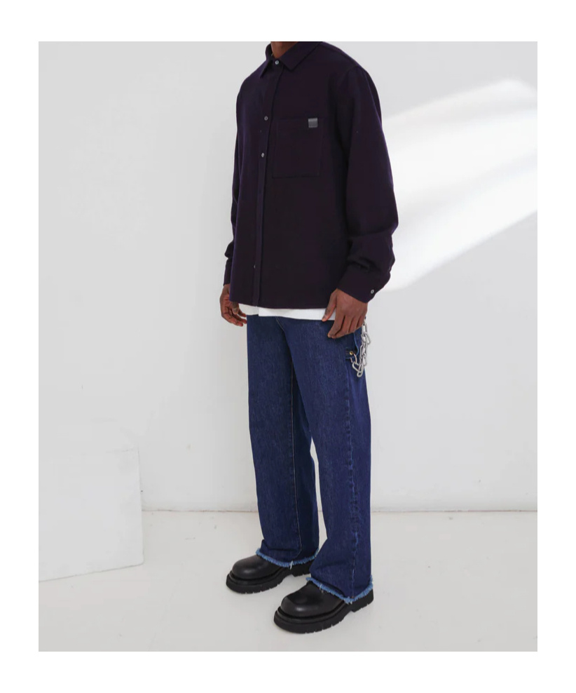 Darkpark Chain Adorned Relax Fit Worker Denim In Blue