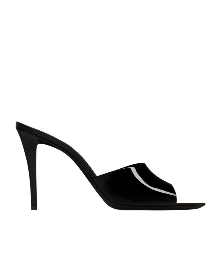 Shop Saint Laurent Romy Mules In Patent Leather In Black