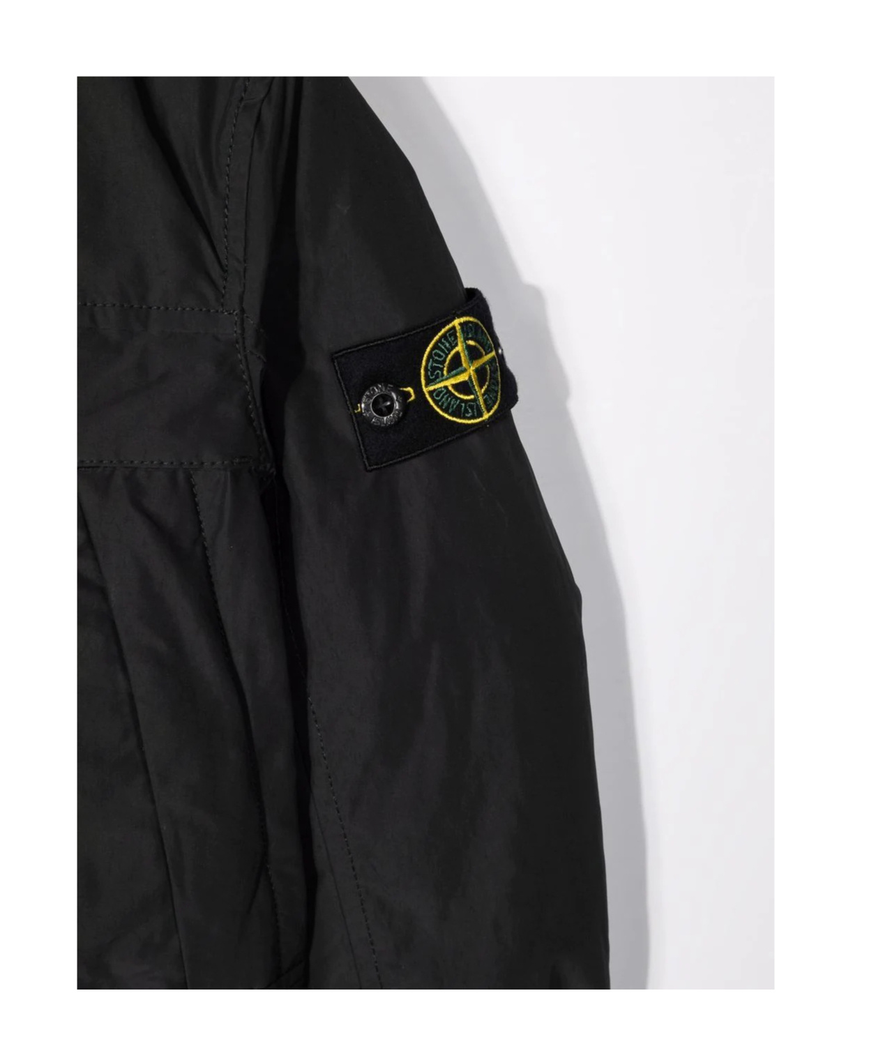 Stone Island Logo-patch Hooded Down Jacket In Blue