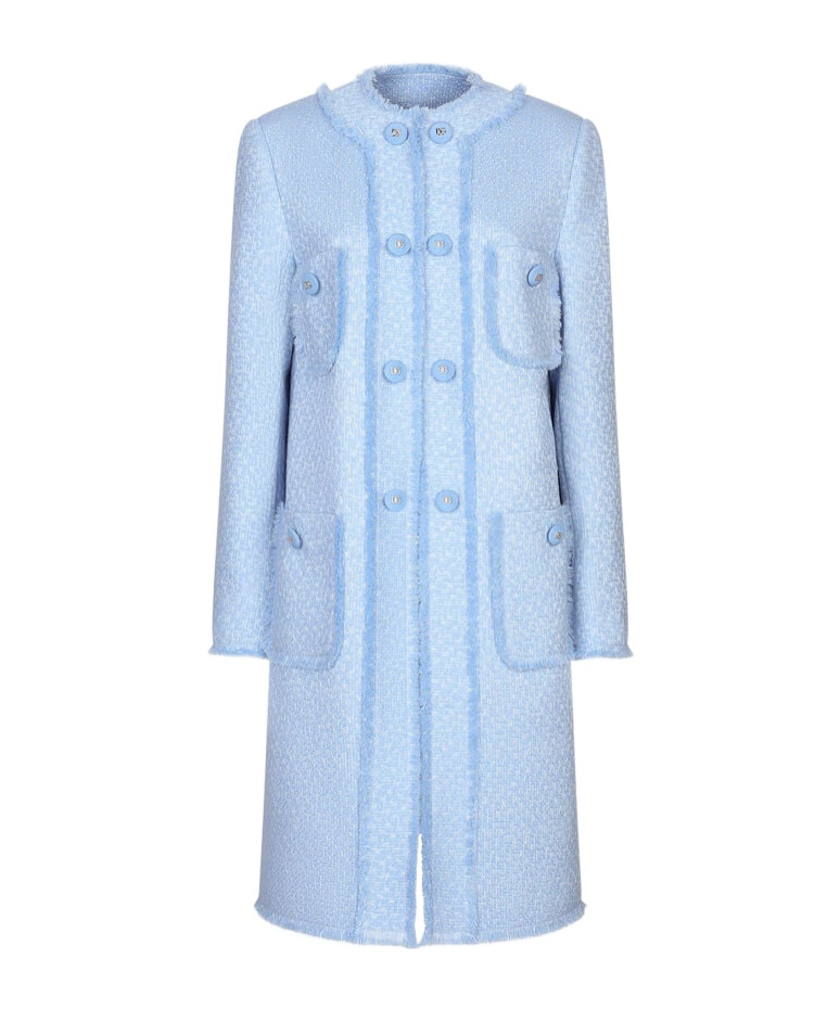 Dolce & Gabbana Single-breasted Raschel Tweed Coat In Blue